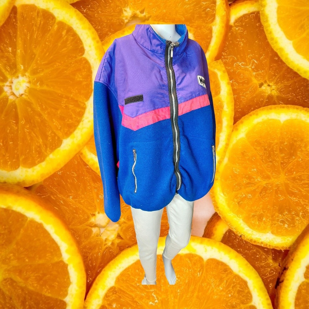 Vintage Nordica Mammoth Mountain Host‎ Fleece Jacket XL Purple Blue Pink Ski USA